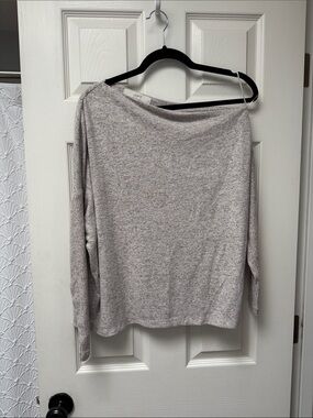 LOFT Off-the-Shoulder Heather Gray Sweater